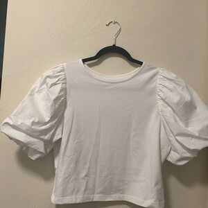 A New Day White Puff Sleeve Crop Small Blouse